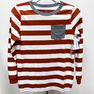 Carters Rust Brown and Gray Rugby Striped Long Sleeve Ringer Tee Shirt Youth 14